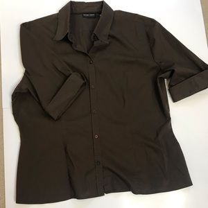 Brown Short Sleeve Button Down Shirt